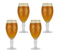 GarageBar | Stella Artois Glass | Stemmed Chalice Beer Glass | Official Merchandise | Comes with 2X Beer Drip Mats (4, Unfiltered - Pint/20oz)