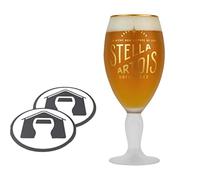 GarageBar | Stella Artois Glass | Stemmed Chalice Beer Glass | Official Merchandise | Comes with 2X Beer Drip Mats (1, Unfiltered - Pint/20oz)