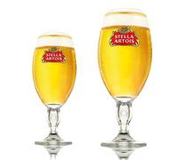 GarageBar | Stella Artois Glass | Stemmed Chalice Beer Glass | Official Merchandise | Comes with 2X Beer Drip Mats (1, Combo - Pint & Half Pint)