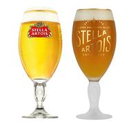 GarageBar | Stella Artois Glass | Stemmed Chalice Beer Glass | Official Merchandise | Comes with 2X Beer Drip Mats (1, One of Each - Pint (Regular) & Pint (Unfiltered))