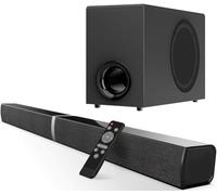 GarageRock 2.1ch Soundbar with Subwoofer for TV, 120W 2-in-1 Sound Bar Surround Sound System with Wired Subwoofer, Sound Bar for TV with Deep Bass&Volume Boost&3 EQ Mode, Bluetooth 5.3/ARC/OPT/AUX