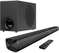 GarageRock Sound Bar with Subwoofer for TV, 2 in 1 Detachable 110W Soundbar Speaker with Deep Bass&Volume Boost&3 EQ Mode, Bluetooth 5.3/ARC/Opt/AUX, Surround Sound System for TV/PC/Projectors, 1 Set