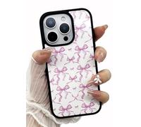 GaraiCkeey Cute Bow Case for iPhone 15 Pro 6.1 inch, Fashion Aesthetic Pink Ribbons Bling Sparkle Phone Cases, Slim Hard Shockproof Protective Bumper Cover for Women Girls