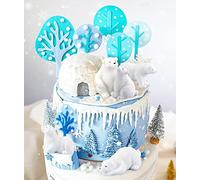 GaRallato Polar Bears Cake Topper Bear Baby Shower Party Supplies Winter Party Supplies Cute Igloo Cake Decoration