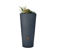 4rain Vaso 2-in-1 Rainwater Collector 220L Graphite - Decorative Tank with Integrated Plant Tray - Robust Tank for Rainwater Recovery and Outdoor Storage