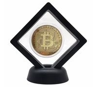 GARASANI Bitcoin Set with Display Item Case and Box, Home Room Office Decoration Collector's Set (Gold)