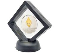 GARASANI Ethereumcoin Set with Display Item Case and Box, Home Room Office Decoration Collector's Set (Ethereum Silver)
