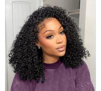 GARAXIS 250% Density Curly Half Wig Human Hair 3 In 1 Seamless Flip Over Glueless Wigs With Drawstring No Glue No Lace For Women Headband Wear and Go Wig Human Hair Afro Wig 18 Inch