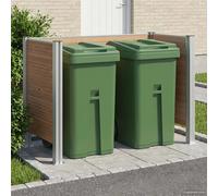 Garbage Bin Enclosure Brown 161x85x115cm WPC & Aluminium Expandable U-Shape Bins
