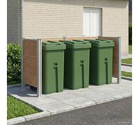 Garbage Bin Fence Brown 237x85x115cm Aluminium WPC, Expandable Outdoor 120/240L