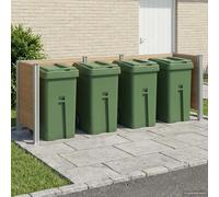 Garbage Bin Fence Brown 315x85x115cm Aluminium WPC Expandable Weatherproof U-Box