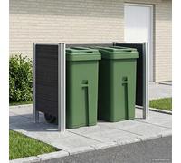 Garbage Bin Fence Grey 161x85x115 cm Aluminium WPC Expandable Outdoor Rustproof
