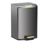 Garbage Bin Luxury Soft Close Trash Can with Lid, Stainless Steel Garbage with Step Pedal and Inner Bucket for Kitchen, Bathroom, Living Room, Office(Black,13L)