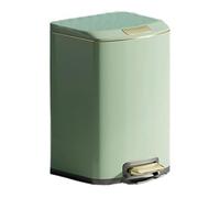 Garbage Bin Luxury Soft Close Trash Can with Lid, Stainless Steel Garbage with Step Pedal and Inner Bucket for Kitchen, Bathroom, Living Room, Office(Light Green,7L)
