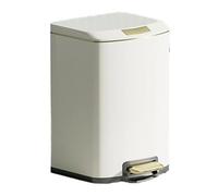 Garbage Bin Luxury Soft Close Trash Can with Lid, Stainless Steel Garbage with Step Pedal and Inner Bucket for Kitchen, Bathroom, Living Room, Office(Cream White,7L)