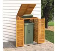 Garbage Bin Shed Brown Solid Acacia Wood 70x89x117 cm Double Door Lock Outdoor.