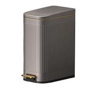 Garbage Bin Stainless Steel Step Trash Can, Soft Close Slim with Foot Pedal and Removable Inner Bin, Retro Luxury for Living Room Kitchen Bathroom Trash Can(Gris,13L)