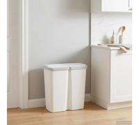 Garbage Bin White PP 48.5x28x51cm Indoor Modern Slim Kitchen Trash Can Minimal