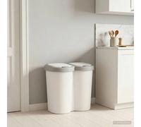 Garbage Bin White PP 49.5x30x46.5cm Modern Kitchen Indoor Waste Container Sleek