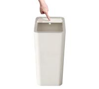 Garbage Can - 10L Kitchen Trash Can for Dorm | ABS Construction, Sturdy Compact Wastebasket with Hygienic Cover for Bathroom, Bedroom, Workplace, 12.99x3.74x5.12 inches