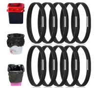 Garbage Can Bands 10 Pcs Elastic Trash Can Bands Adjustable Large Rubber Bands For 8-33 Gallon Trash Cans, Silicone Rubber Bands For Kitchen Home Office School Garbage (Black)