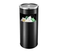 Garbage Can - Outdoor Trash Can, Stainless Steel Fireproof With Ashtray, Large Outside Standing Bin 30L | Porch Yard Commercial Hotel Public Places Mall Bathroom Toilet Patio Garden Backyard Indoor