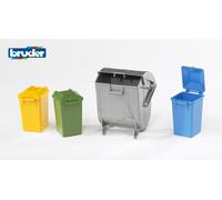 Garbage Can Set Dust Bins - Bruder 02607 Scale 1:16 NEW