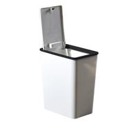 Garbage Can with Lid, 13L Modern Slim Recycling Bin with Press Top, Blue, Black, White, Rectangular Kitchen Bin, Waste Basket, Suitable for Kitchen, Bathroom, Living Room, Home and Use