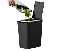 Garbage Can with Lid, Rubbish Dustbin, Recycling Bin with Press Top 13L Modern Slim for Indoor Home Kitchen Bedroom Living Room