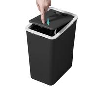 Garbage Can with Lid | Rubbish Dustbin - Recycling Bin with Press Top Slim Modern 13L for Indoor Home Bathroom Bedroom Living Room