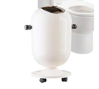 Garbage Can with Lid, Slim Kitchen Waste Can, 19x10x10 Inches Bin with Lid, Lockable Garbage Pail, Modern White Basket with Wheel Design, Tall Trash Container for Office and Dorm