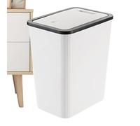 Garbage Can with Lid - Waste Basket | Recycling Bin with Press Top Slim Modern 13L for Indoor Bathroom Kitchen Bedroom Living Room