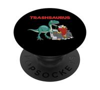 Garbage Collector Dinosaur Waste Collecting Garbage Truck PopSockets Adhesive PopGrip