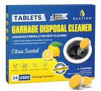 Garbage Disposal Cleaner Deodorizer Tablets - 24 Pack (1 Year Supply) Powerful Foaming XL 15g Fresh Citrus-Scented Foam Freshener Tabs Clean, & Eliminate Garburator Disposer Sink Odors by Bastion