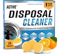 Garbage Disposal Cleaner Deodorizer Tablets - 24 Pack ACTIVE Heavy Duty XL Foaming Tablet - Fresh Citrus Foam Sink Garburator Disposer Freshener, Natural Kitchen Cleaning Care - 12 Month Supply