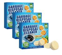 Garbage Disposal Cleaner Tablets 12-Pack, Sink Cleaner and Deodorizer with Citrus Scent, Effectively Removes Odors, Fast Acting Drain Freshener for Kitchen，3