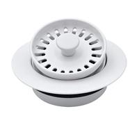 Garbage Disposal Strainer and Stopper with Decorative Disposal Flange in White, Fit 3.5 Inch Standard Drain Hole