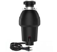 Garbage Disposal with Air Switch, 3/4 HP, 4-Stage Grinding, 3500 RPM, Quiet Kitchen Food Waste Disposer, ABS & Stainless Steel, Matte Black, Compact Fit, Home Kitchen Solution