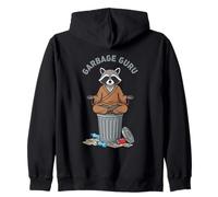 Garbage Guru Zen Raccoon Meditation Humor Zip Hoodie