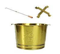 Garbage Incinerator Bin Stainless Steel Metal Burn Barrel with Fire Hook & Rack, Decorative 'Fu' Design Outdoor Waste Burner Fast-Burning for Home Farm Yard Camping Trash Leaves Paper