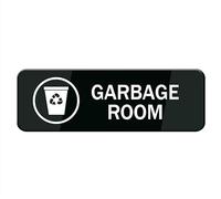 Garbage Room Sign Stickers 8X3 Inch Acrylic Plaque With Strong Adhesives For Door Office Business Outdoor White Letters On Black Background