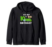 Garbage Truck 10th Birthday Kids Party Vehicle Design Zip Hoodie