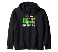 Garbage Truck 12th Birthday Kids Party Vehicle Design Zip Hoodie