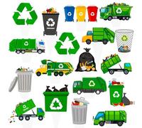 Garbage Truck Cupcake Toppers Garbage Truck Party Decoration Green Trash Car Birthday Cake Topper Trash Truck Party Cupcake Picks for Waste Management Recycling Baby Shower Supplies