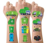 Garbage Truck Kids Temporary Tattoos - 240 Pcs Fake Tattoos Stickers Waterproof Semi Permanent Favors For Trash Truck Birthday Party Decorations Bag Fillers Supplies