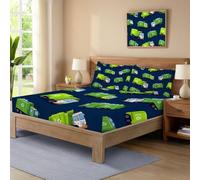 Garbage Truck Trash Can Fitted Sheet for Single bed Cartoon Simple Microfiber Fitted Bed Sheets Soft Breathable Fade Resistant Super King Deep Pocket 30cm Green