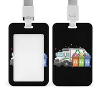 Garbage Truck Trash Can with Load of Love Card Holder Cute ID Badge Holders Card Protector for Office Work Women Men
