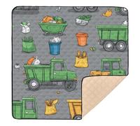 Garbage Trucks Street Cleaning Trucks Trash Bins 3_2 Large Stylish Baby Playmat for Floor Water Resistant Infant Play Activity Mat for Babies Infants Toddlers, 50'' x 50''
