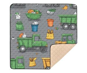 Garbage Trucks Street Cleaning Trucks Trash Bins 3_2 Large Stylish Baby Playmat for Floor Water Resistant Infant Play Activity Mat for Babies Infants Toddlers, 50'' x 50''