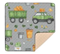 Garbage Trucks Street Cleaning Trucks Trash Bins 3_3 Cute Foldable Baby Activity Play Mat for Floor 1-Piecing Travel Play Mat for Babies Infants Toddlers, 50'' x 50''